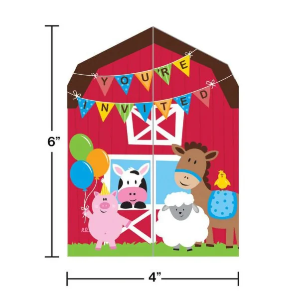 Farmhouse Fun Party Invitations - 8 Piece Count (Party Supplies) - Image 3