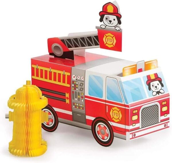 Flaming Fire Firetruck Centerpiece - 1 Count (Party Supplies) {Creative Converting}