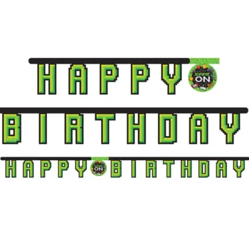 Gaming Party 'Happy Birthday' Jointed Banner - 1 Count (Party Supplies) {Creative Converting}