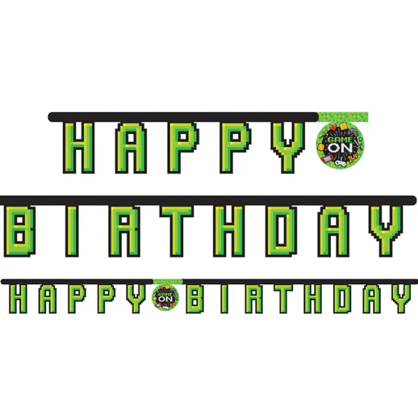 Gaming Party 'Happy Birthday' Jointed Banner - 1 Count (Party Supplies) {Creative Converting}