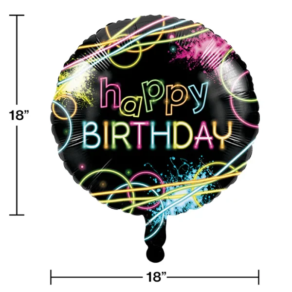 Glow Party 18" Foil Balloon - 1 Count (Party Supplies) - Image 3
