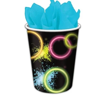 Glow Party 9oz Hot/Cold Paper Cups - 8 Count (Party Supplies)