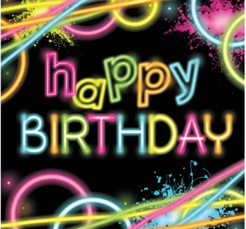 Glow Party 'Happy Birthday' Luncheon Napkin - 16 Count (Party Supplies)