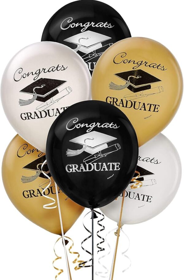 Graduation 12" Printed Latex Balloon Mix - 15 Count (Party Supplies)