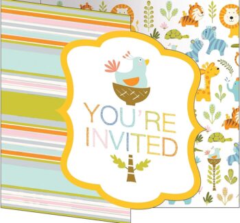 Happy Jungle Foldover Party Invitations - 8 Piece Count (Party Supplies)