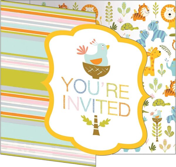 Happy Jungle Foldover Party Invitations - 8 Piece Count (Party Supplies)