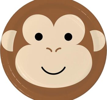 Happy Jungle Monkey 9" Round Paper Plate - 8 Piece Count (Party Supplies)