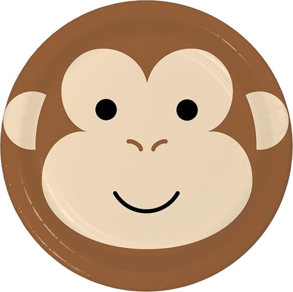 Happy Jungle Monkey 9" Round Paper Plate - 8 Piece Count (Party Supplies)