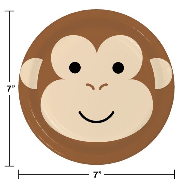 Happy Jungle Monkey 7" Round Paper Plate - 8 Piece Count (Party Supplies) - Image 3
