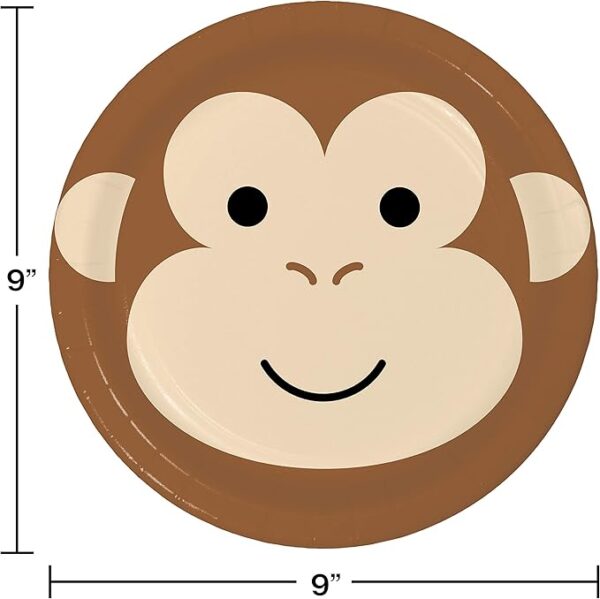Happy Jungle Monkey 9" Round Paper Plate - 8 Piece Count (Party Supplies) - Image 3