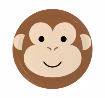 Happy Jungle Monkey 7" Round Paper Plate - 8 Piece Count (Party Supplies)