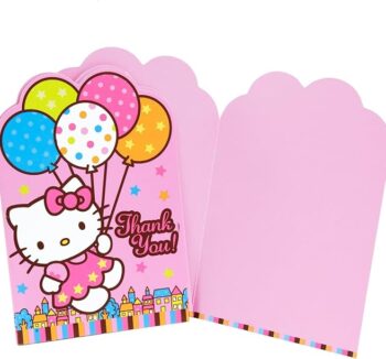 Hello Kitty Balloon Dream 'Thank You' Postcards - 8 Count (Party Supplies)