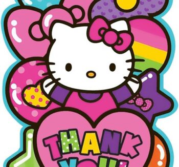 Hello Kitty Rainbow 'Thank You' Postcards - 8 Count (Party Supplies)
