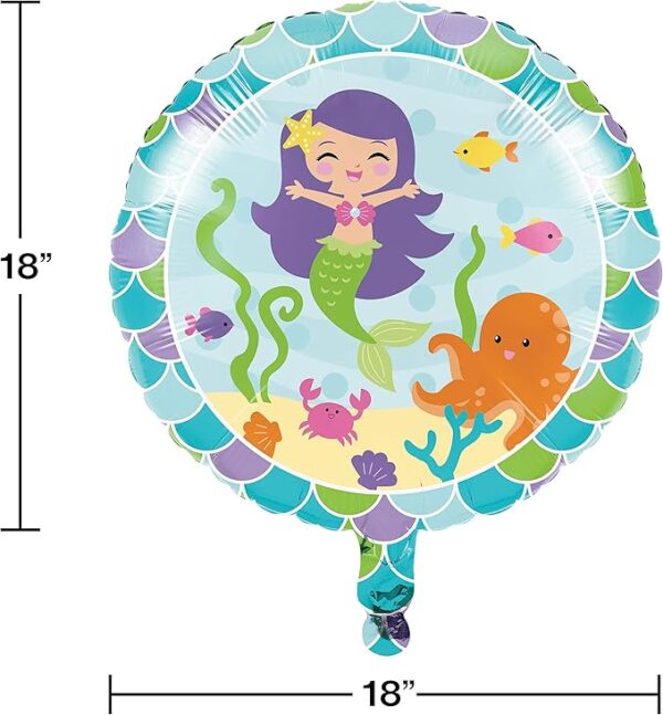 Mermaid Friends 18" Foil Balloon, Multicolor, One Size - 1 Count (Party Supplies) {Creative Converting} - Image 3