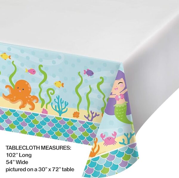 Mermaid Friends Plastic Tablecover 54" x 102" - 1 Count (Party Supplies) {Creative Converting} - Image 3