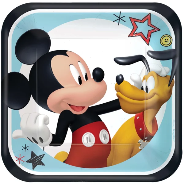 Mickey Mouse Happy Helpers 7" Square Dessert Plate - 1 Count (Party Supplies)