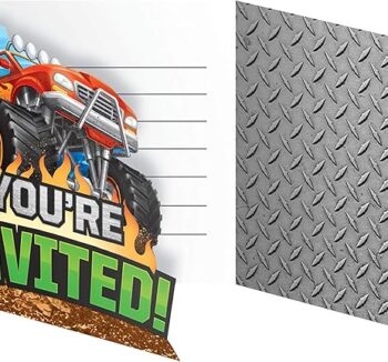 Monster Truck Rally Gatefold Party Invitations - 8 Count (Party Supplies) {Creative Converting}