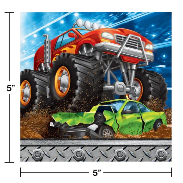 Monster Truck Rally Beverage Napkin - 16 Count (Party Supplies) {Creative Converting} - Image 3