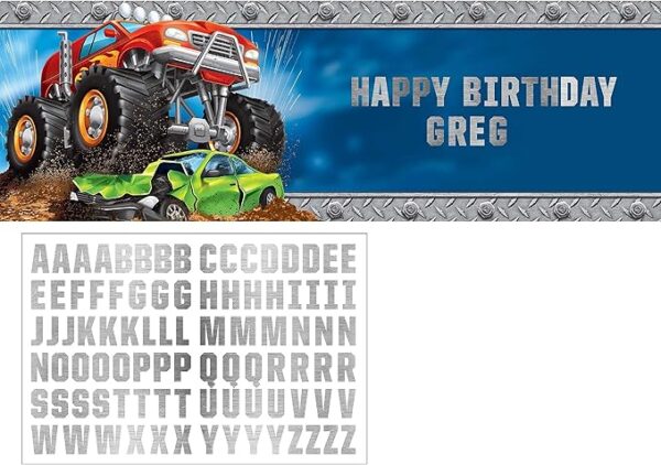 Monster Truck Giant Party Banner - 1 Count (Party Supplies) {Creative Converting}