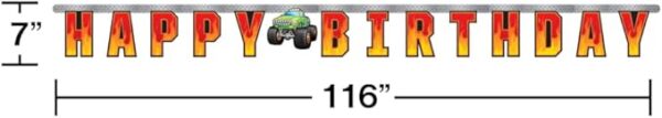 Monster Truck 'Happy Birthday' Jointed Banner - 1 Count (Party Supplies) {Creative Converting} - Image 3
