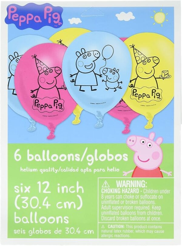 Peppa Pig 12" Latex Balloons - 6 Piece Count (Party Supplies)