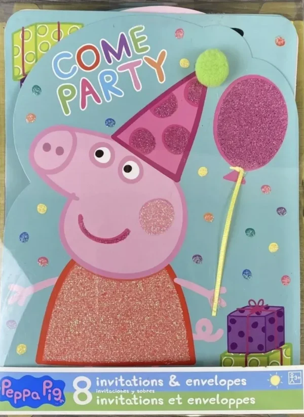 Peppa Pig 'Come Party' Party Invitations - 8 Piece Count (Party Supplies)