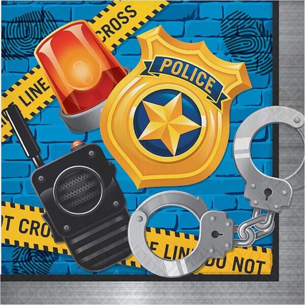 Police Party Luncheon Napkin 6.5" x 6.5" - 16 Count (Party Supplies) {Creative Converting}