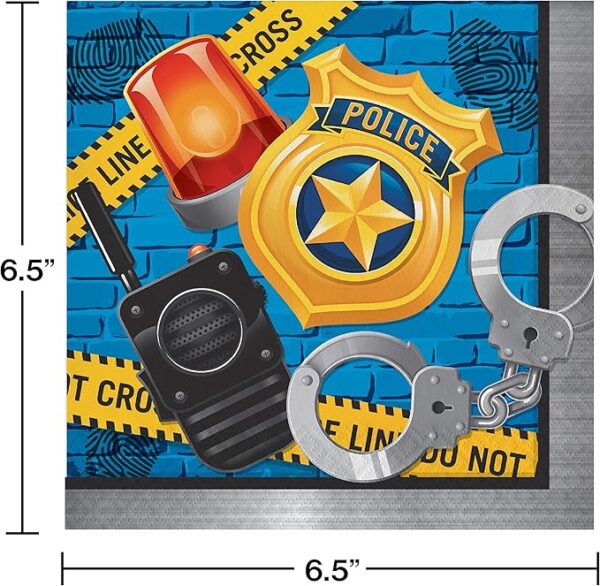 Police Party Luncheon Napkin 6.5" x 6.5" - 16 Count (Party Supplies) {Creative Converting} - Image 3