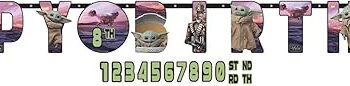 Star Wars 'The Mandalorian' Happy Birthday Banner - 4 Count (Party Supplies)