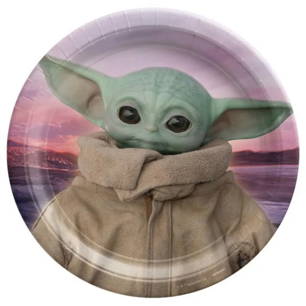 Star Wars 'The Mandalorian' Large Luncheon Plates - 8 Count (Party Supplies)