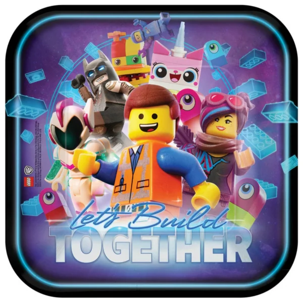 The Lego Movie 2 9" Square Dinner Plates - 8 Count (Party Supplies)