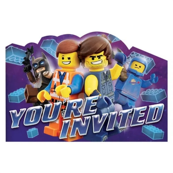 The Lego Movie 2 Party Invitations - 8 Count (Party Supplies)