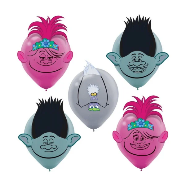 Trolls World Tour Six Latex Balloons - 6 Count (Party Supplies)