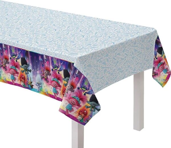 Trolls World Tour Plastic Table Covering 54" x 96" - 1 Count (Party Supplies)