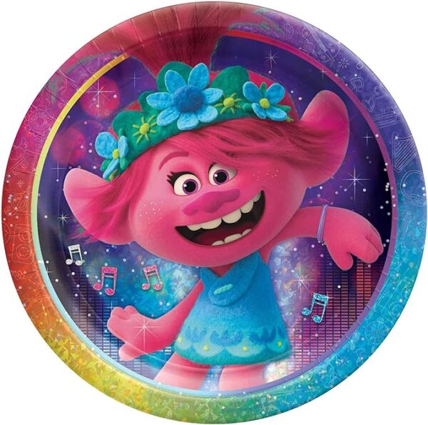 Trolls World Tour 9" Party Plates - 8 Count (Party Supplies)
