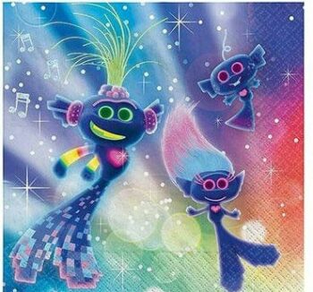 Trolls World Tour Beverage Luncheon Napkin - 16 Count (Party Supplies)